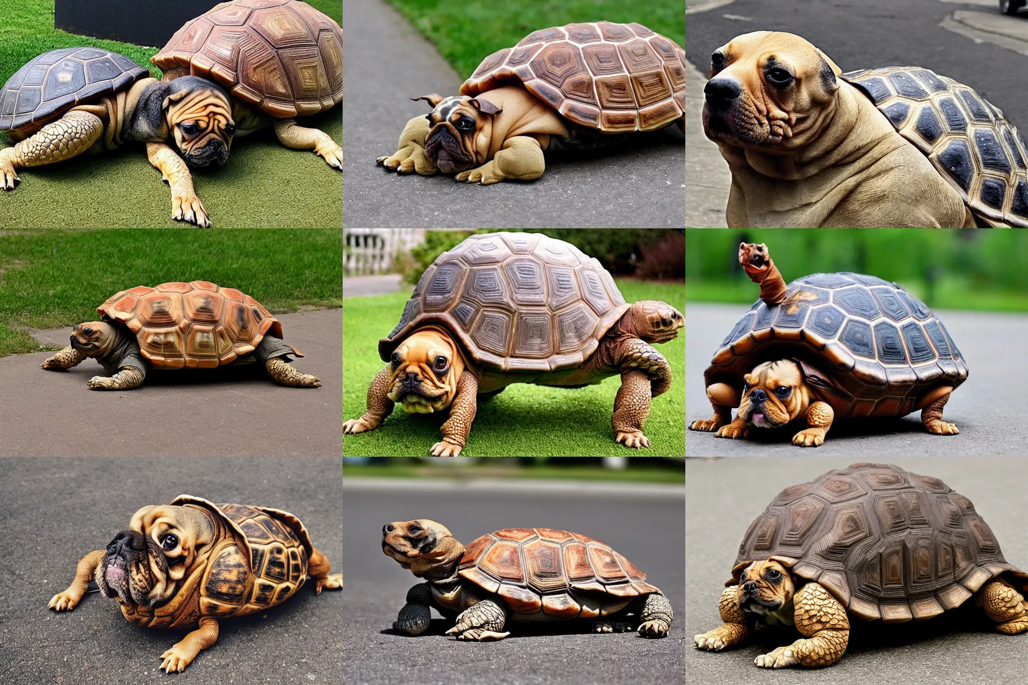 Prompt: a dog fused with a tortoise