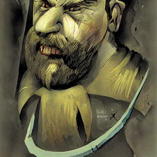 Image similar to dnd dwarf, by Dave McKean