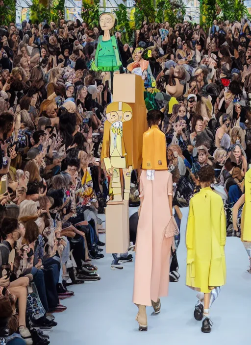 Prompt: hyperrealistic and heavy detailed Louis Vuitton runway show of rick and morty , Leica SL2 50mm, vivid color, high quality, high textured, real life