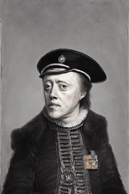 Prompt: christopher walken as a british admiral, painted by rembrandt