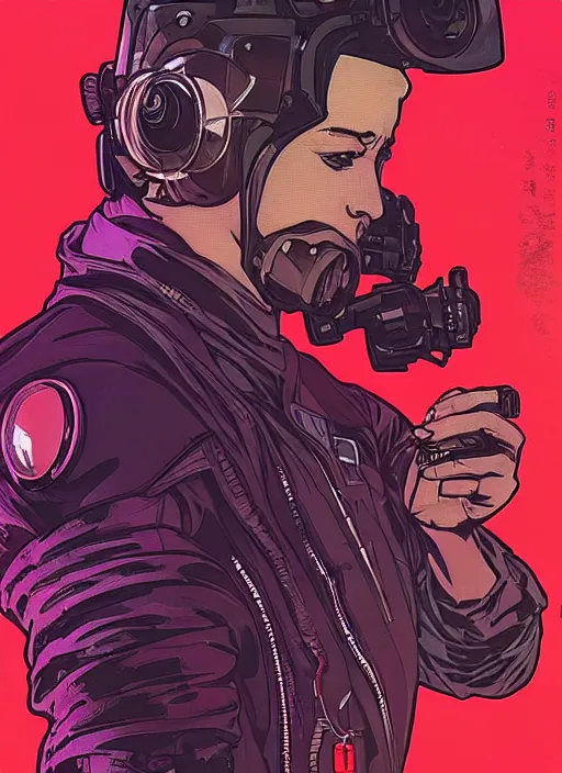 Image similar to cyberpunk traffic cop. portrait by ashley wood and alphonse mucha and laurie greasley and josan gonzalez and james gurney. spliner cell, apex legends, rb 6 s, hl 2, d & d, cyberpunk 2 0 7 7. realistic face. vivid color. dystopian setting.