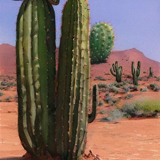 Image similar to Cactus man strikes again, concept art by James Gurney.