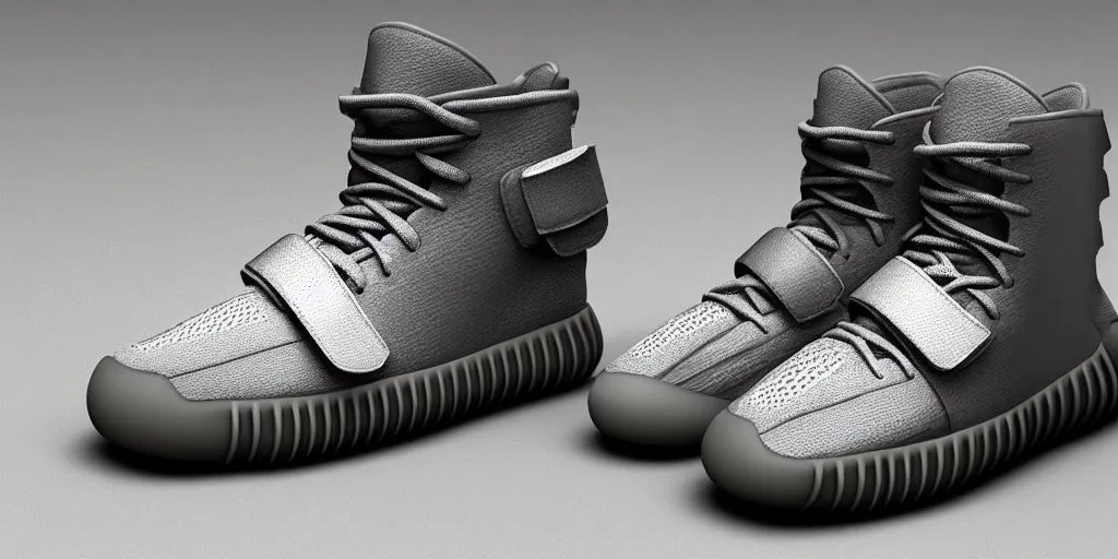 Prompt: shoes design, yeezy, futuristic, hard surface