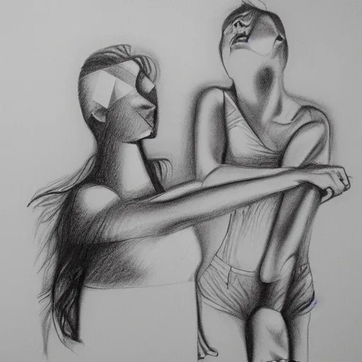 Image similar to waking life, black and white graphite drawing
