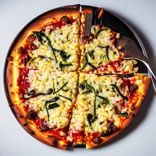 Image similar to risotto pizza 8 k award winning food photography