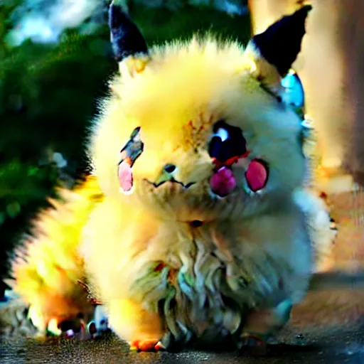 Image similar to real life Pokemon, cute!!!, fluffy!!!, ultra realistic!!!, golden hour, sharp focus