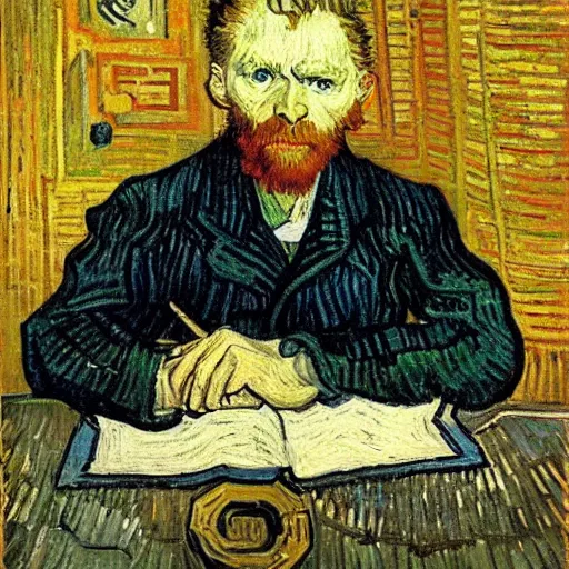 Prompt: hermeneutics professor by van gogh