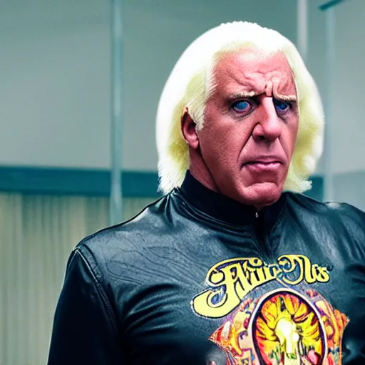 Image similar to ric flair, movie still, from the new weekend at bernie's movie, 8 k, realistic