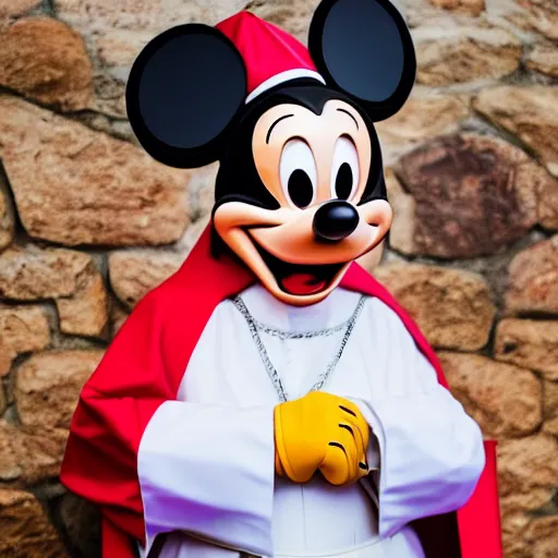 Prompt: disney's goofy [ dressed as the pope ], trending on unsplash, [ 4 k photorealism ]!!, [ realistic photography ]