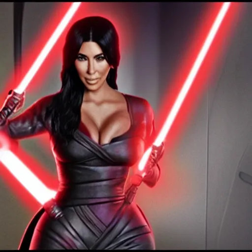 Image similar to kim kardashian in star wars as an evil sith, 8k resolution, full HD, cinematic lighting, award winning, anatomically correct