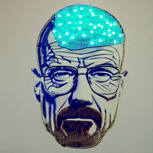 Image similar to walter white made out of christmas lights