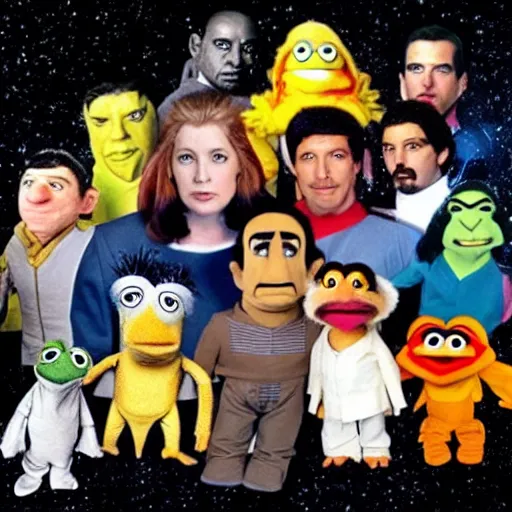 Image similar to the crew of star trek tng as muppets