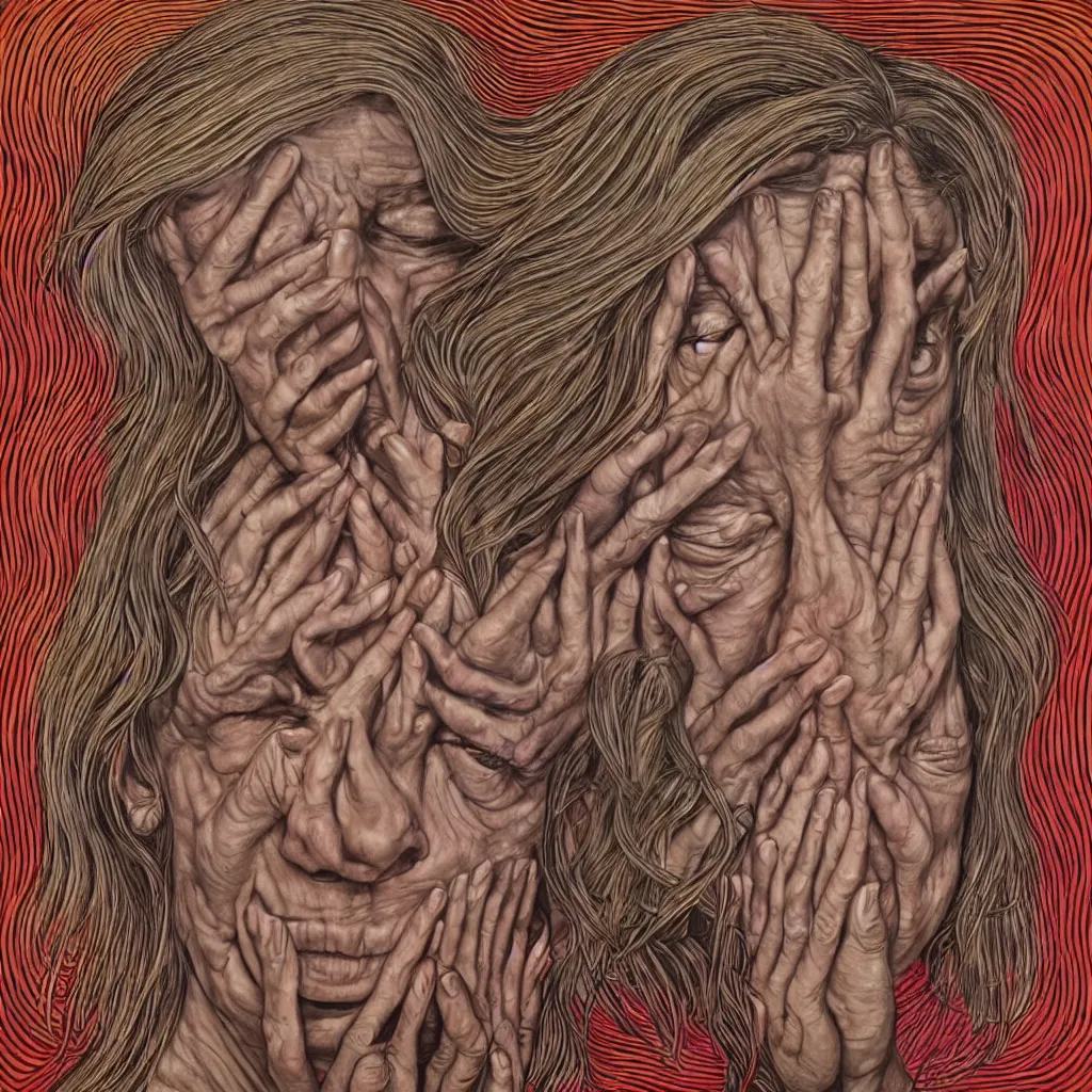 Image similar to women crying, alex grey