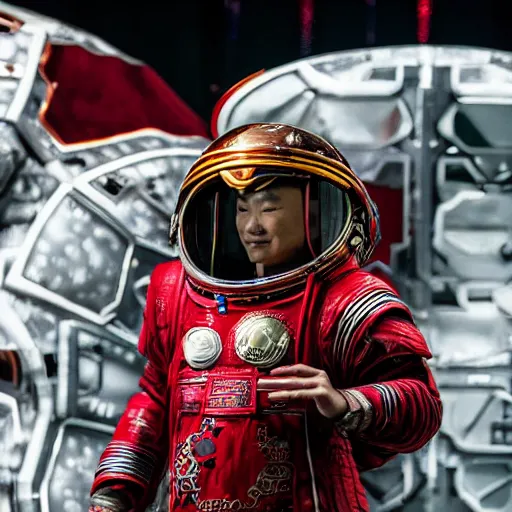 Image similar to traditional chinese space suit, the wandering earth, science fiction