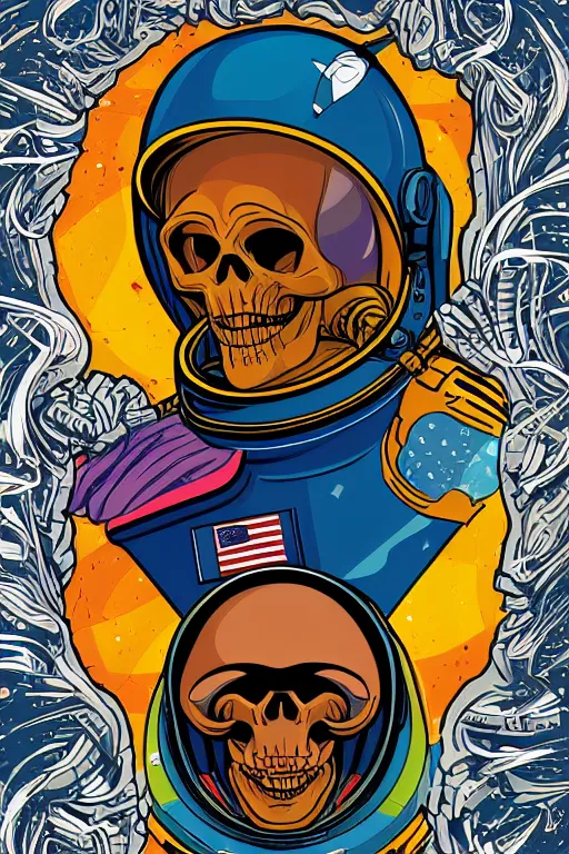 Image similar to portrait of a astronaut skeletor, art by ori toor, sticker, colorful, illustration, highly detailed, simple, smooth and clean vector curves, no jagged lines, vector art, smooth