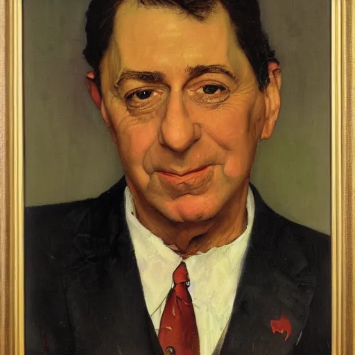 Image similar to a portrait painting of Martin Feldman. Painted by Norman Rockwell