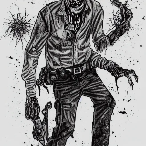 Prompt: the walking dead zombie drawn by bill couture