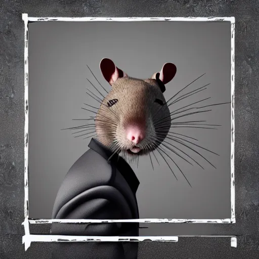 Prompt: 3d model male rat in the style of jay-z\'s reasonable doubt album cover