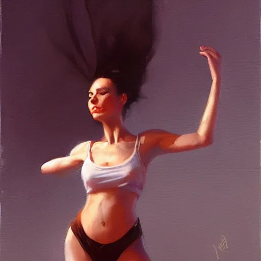 Image similar to oil painting dancer woman, with dancer men herb rose, by greg rutkowski, artstation