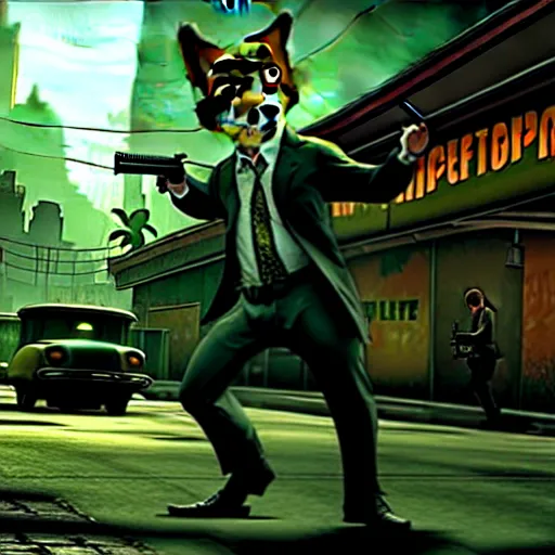 Image similar to max payne 4 set in zootopia