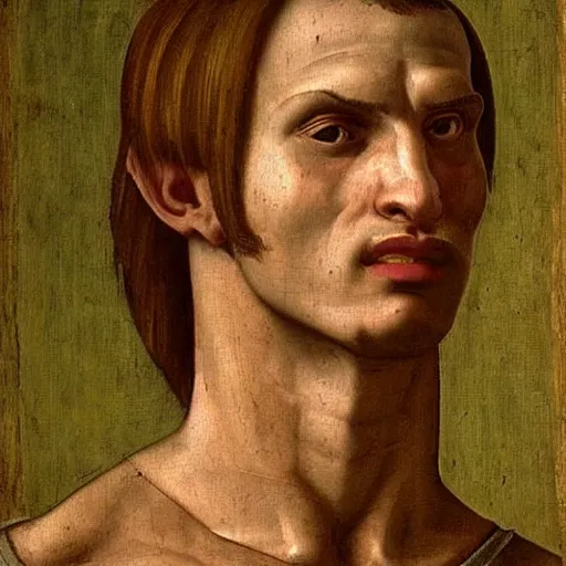 Image similar to A 14th century italian renaissance oil painting of Jerma985, portrait of Jerma985, grainy, realistic, very realistic, hyperrealistic, highly detailed, very detailed, extremely detailed, very neat, very epic, very cool, detailed, trending on artstation