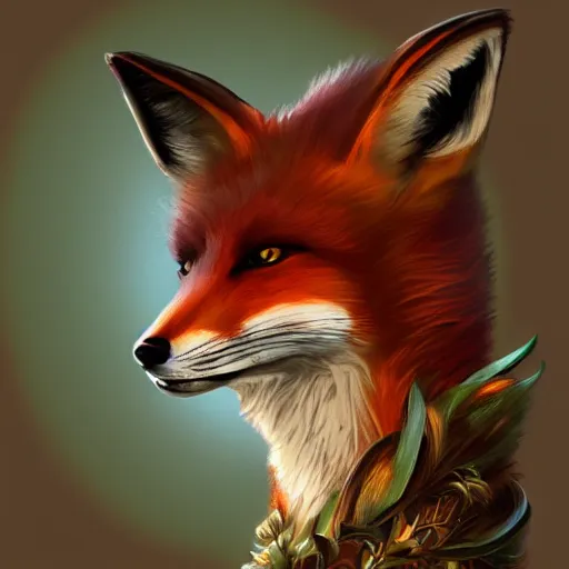 Prompt: fox wearing a wreath, fantasy art, trending on artstation