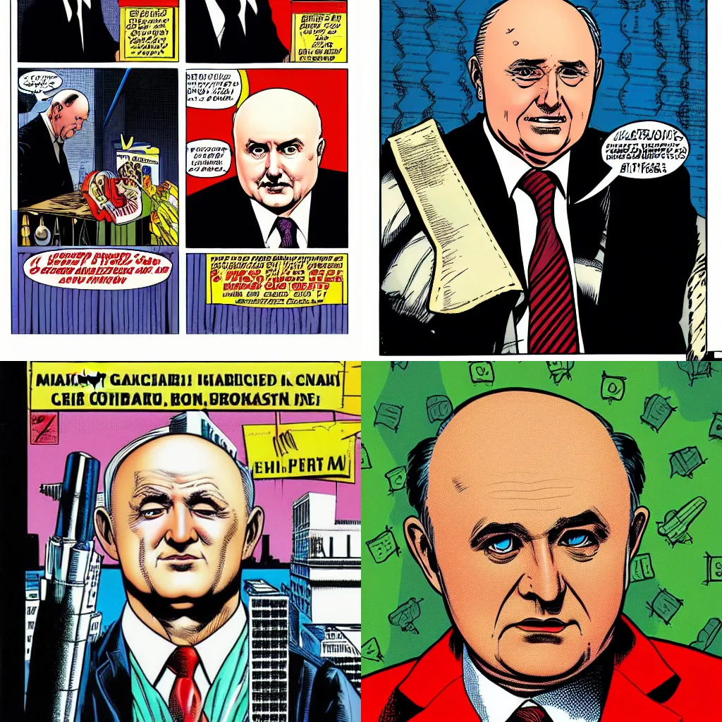 Prompt: mikhail gorbachev comic book by Brian Bolland