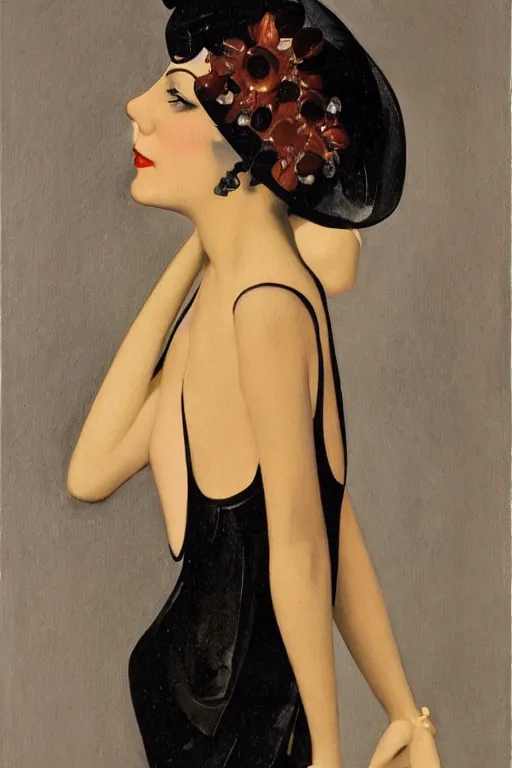 Image similar to a oil painting depicting a Jazz Age high society figure, 1920s style, smooth, highly detailed, high contrast, Coles Phillips, Dean Cornwell, JC Leyendecker, 8K