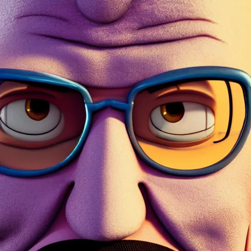 Image similar to Walter White as Gru in Despicable Me, artistic, 8k, cinematic, accurate, symetric, face, dramatic lighting, pastel colours, hdr