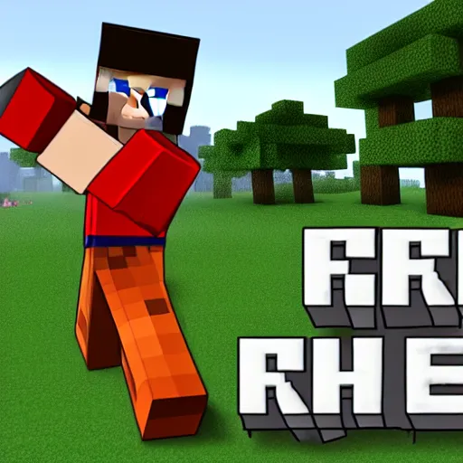 Image similar to Minecraft Steve punching Roblox character