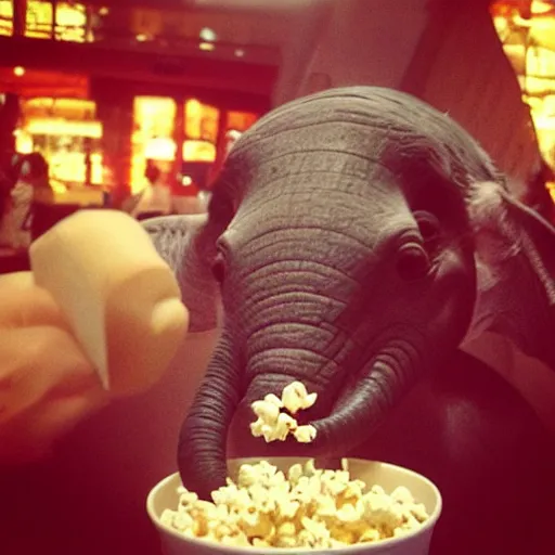 Image similar to “Dumbo eating popcorn”