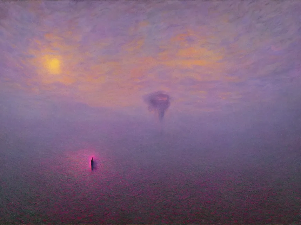 Image similar to third eye voidscape by simon stalenhag and claude monet, oil on canvas