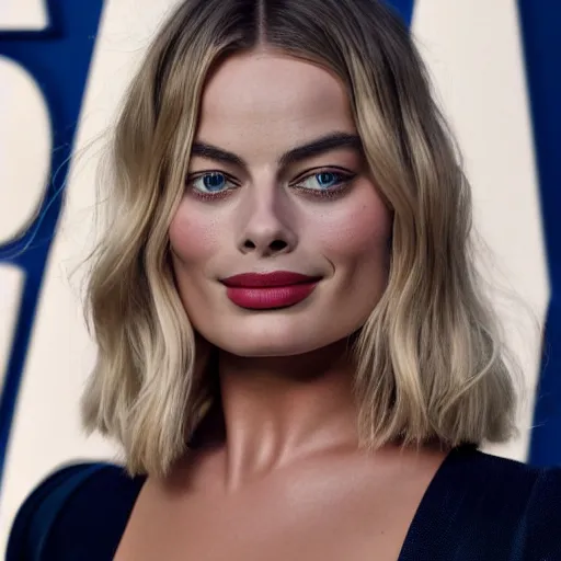 Prompt: margot robbie portrait, space in the background, realistic facial features, beautiful face, sharp, 4k, HD