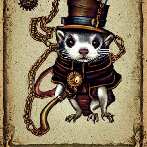 Image similar to steampunk ferret in tophet art