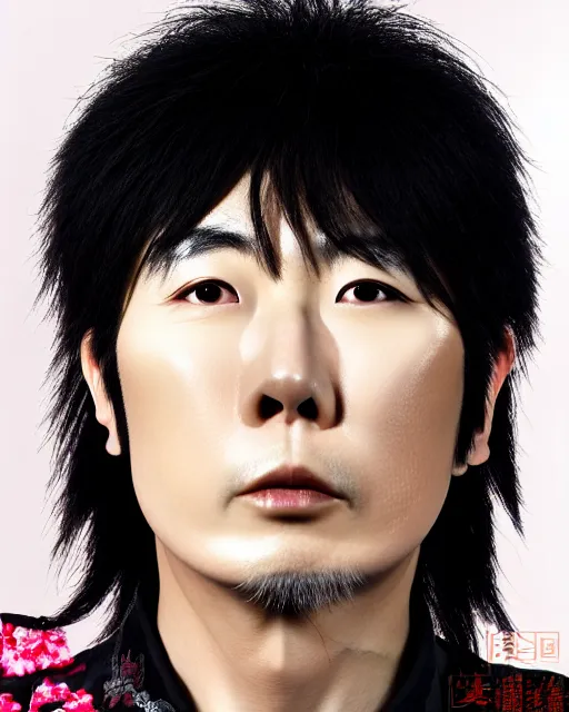 Image similar to a close face - up photography of famous japanese rock singer 尾 崎 豊, highly detailed, 8 k, golden hour