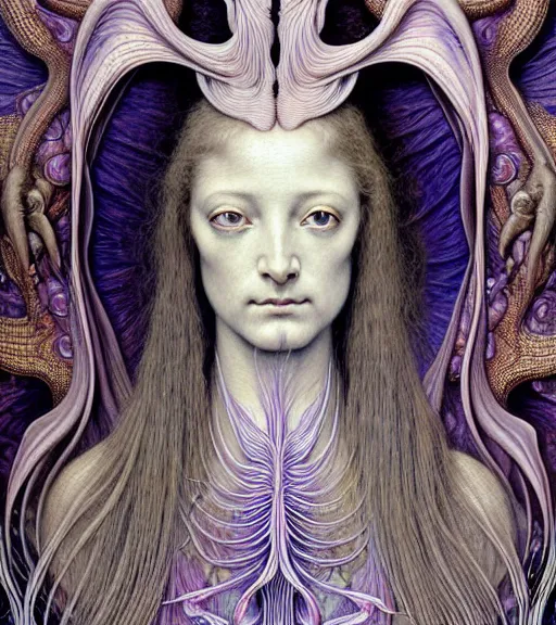 Prompt: detailed realistic beautiful orchid mantis goddess face portrait by jean delville, gustave dore, iris van herpen and marco mazzoni, art forms of nature by ernst haeckel, art nouveau, symbolist, visionary, gothic, neo - gothic, pre - raphaelite, fractal lace, intricate alien botanicals, ai biodiversity, surreality, hyperdetailed ultrasharp octane render