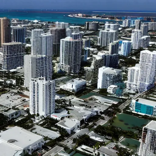 Image similar to a photograph of miami beach after 1 0 0 years of rising sea level