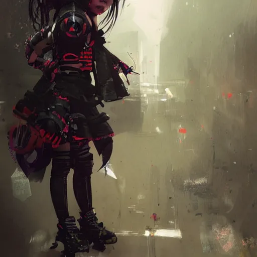 Image similar to cybergoth little girl, artwork by greg rutkowski and hiroriko araki