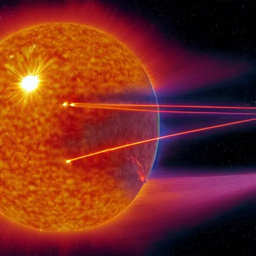 Prompt: high res The Sun is a deadly laser 4k
