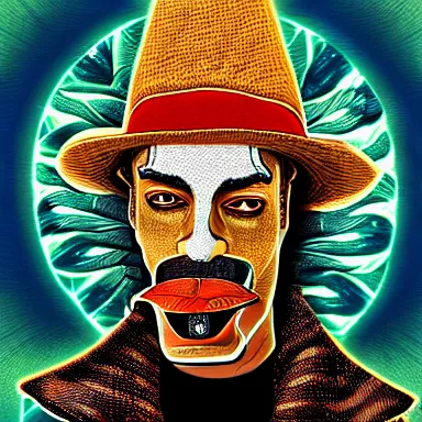 Image similar to portrait of a uncanny artist by Chor Boogie and Salvador Dali collaboration, digital art, mix of aesthetics, close up, high details