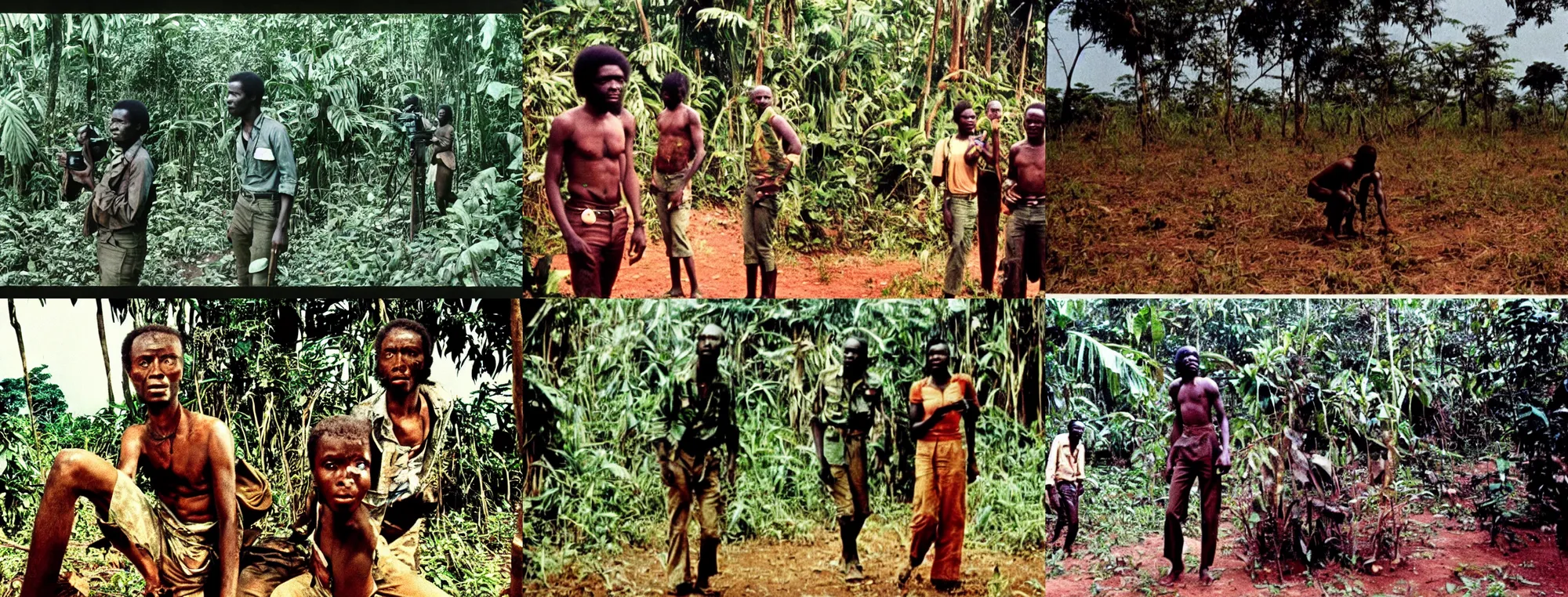 Prompt: full color still, experimental film set in uncharted congo, ektachrome ( 1 9 7 6 )