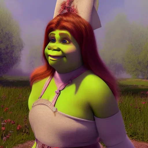 Prompt: Shrek is a maid, hyperdetailed, artstation, cgsociety, 8k