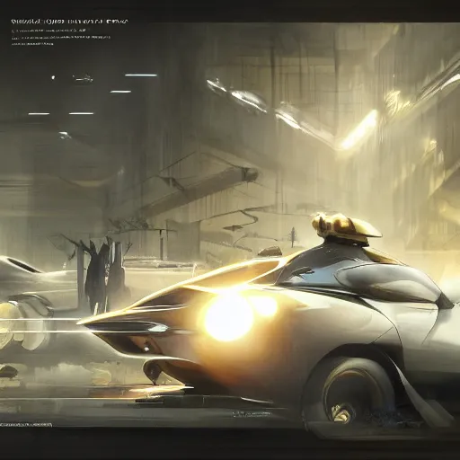 Prompt: Showroom cars, elegant, digital painting, concept art, smooth, sharp focus, art style from Wang Ke and Greg Rutkowski and Bruce Kaiser and Scott Robertson and Dmitry Mazurkevich and Doruk Erdem and Jon Sibal, small style cue from Blade Runner and Minority Report and iRobots