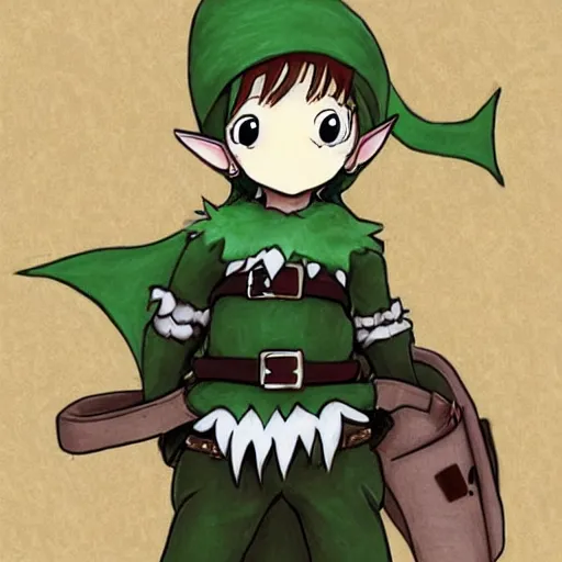 Image similar to elf wearing sheep suit, made in abyss art style