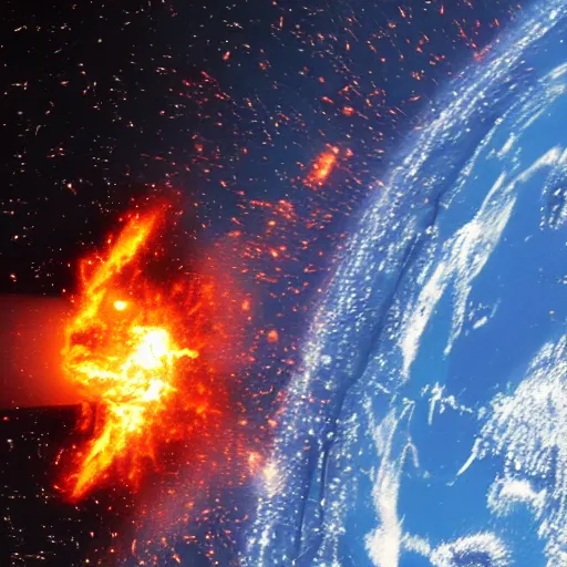 Image similar to the whole world burning in space