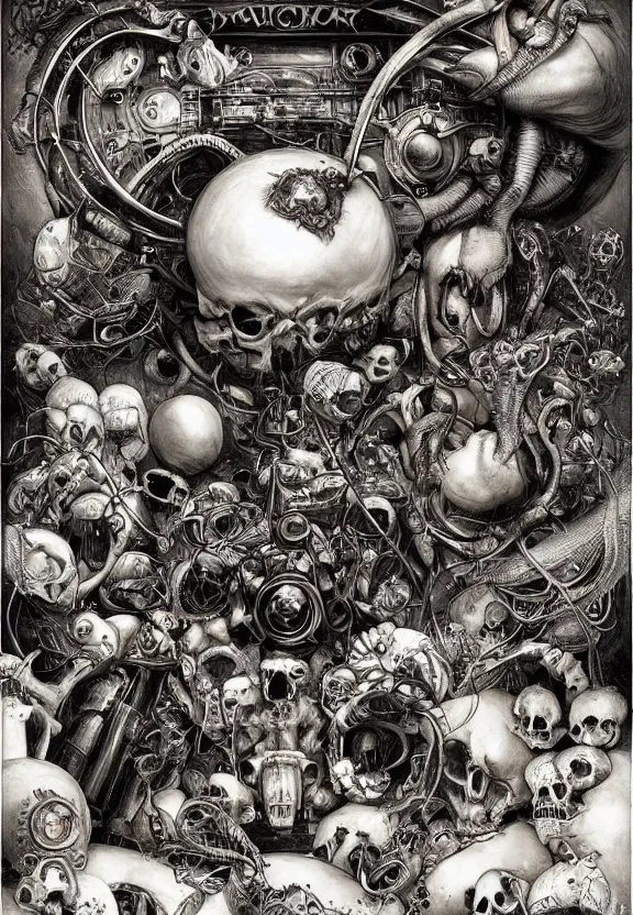 Image similar to simplicity, elegance, medical machinery, cameras lenses, animal skulls, radiating, minimalist environment, by ryan stegman and hr giger and esao andrews and maria sibylla merian eugene delacroix, gustave dore, thomas moran, the movie the thing, pop art, street art, graffiti, saturated, in the style of dc comics