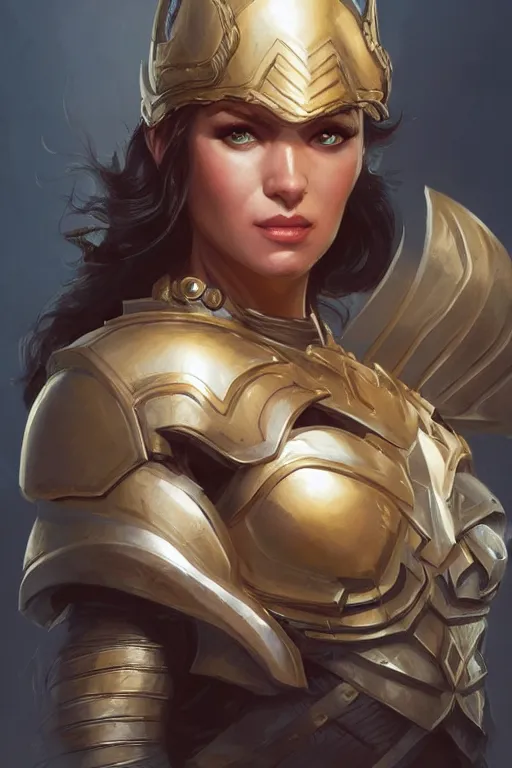 Image similar to amazon valkyrie athena, d & d, fantasy, portrait, highly detailed, headshot, digital painting, trending on artstation, concept art, sharp focus, illustration, art by artgerm and greg rutkowski and magali villeneuve