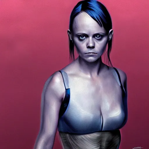 Image similar to fullbody, whole body, potrait of christina ricci as an cyborg, hyper realistic, digital painting. art station. mood lighting, highly detailed, concept art, intricate, sharp focus, by shaun berke - h 1 2 0 0