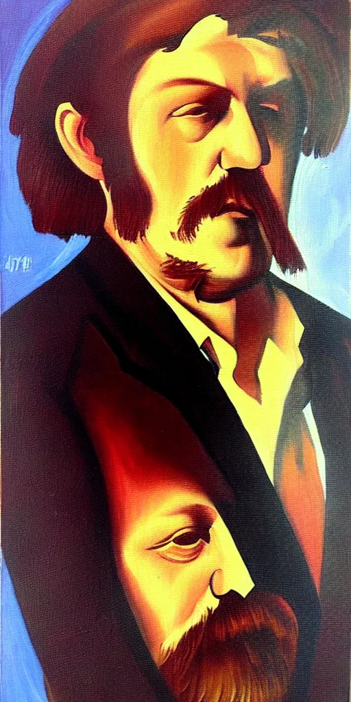Image similar to portrait painting of alexander nikolaevich bashlachev was a soviet poet, singer - songwriter and guitarist, a performer in russian rock music