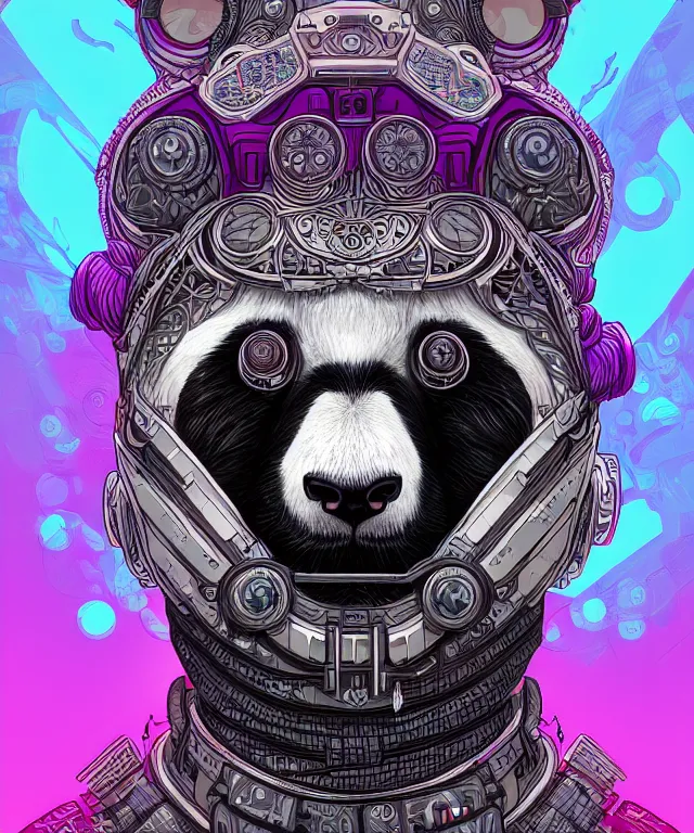 Image similar to a portrait of a cyberpunk panda, mandala, fantasy, intricate, elegant, highly detailed, digital painting, artstation, concept art, matte, sharp focus, illustration, art by josan gonzalez